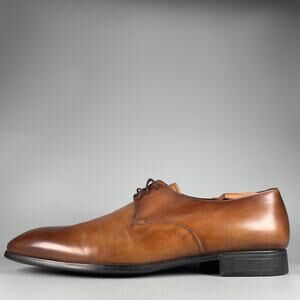 Santoni Men's Size 13 D Brown Leather Plain Toe Oxford Dress Shoe Casual Lace Up